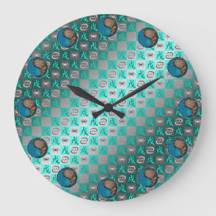 Reloj Redondo Grande Cáncer y Perro de Tierra