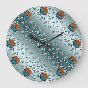 Reloj Redondo Grande Cáncer y Serpiente de Madera