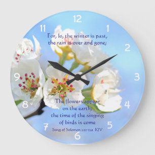 Reloj Redondo Grande Canción de Salomón 2:11-12a Aparecen las flores