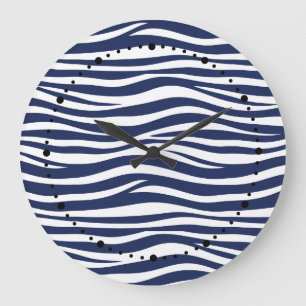 Reloj Redondo Grande Canción del mar azul marino olas fluidas