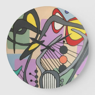 Reloj Redondo Grande 'Canción 'MidCentury Mod Spider' pinta en una