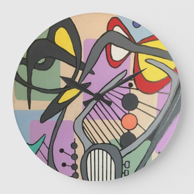 Reloj Redondo Grande 'Canción 'MidCentury Mod Spider' pinta en una (Anverso)