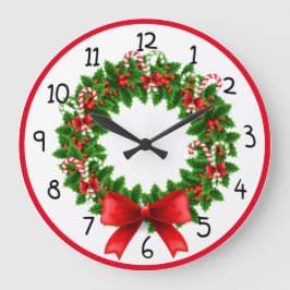 Reloj Redondo Grande Candy Cane Wreath