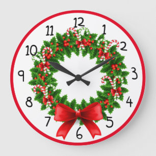 Reloj Redondo Grande Candy Cane Wreath