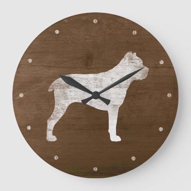 Reloj Redondo Grande Cane Corso Silhouette Rustic (Anverso)