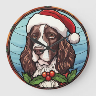 Reloj Redondo Grande Canelón Inglés Springer Vidrio Pintado Navidad