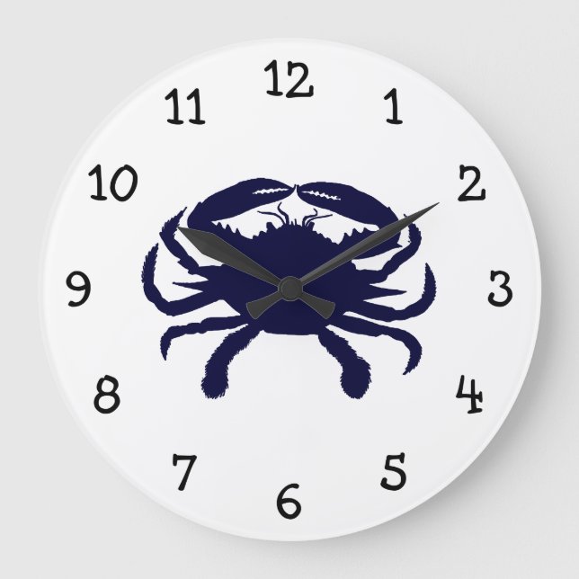 Reloj Redondo Grande Cangrejo azul oscuro (Anverso)