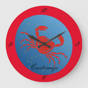 Reloj Redondo Grande Cangrejo cangrejo Zodiaco Thunder_Cove