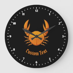 Reloj Redondo Grande Cangrejo Naranja