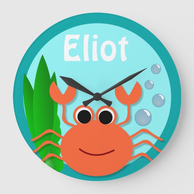 Reloj Redondo Grande Cangrejo oceánico grande pared redonda (Anverso)