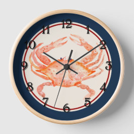 Reloj Redondo Grande Cangrejo rojo del círculo azul de la marina