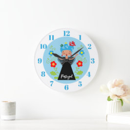 Reloj Redondo Grande Cantante de fado con barcos de caravanas portugues