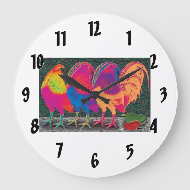 Reloj Redondo Grande Cantina Roosters (Anverso)