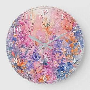 Reloj Redondo Grande Canto de Pájaros entre Flores