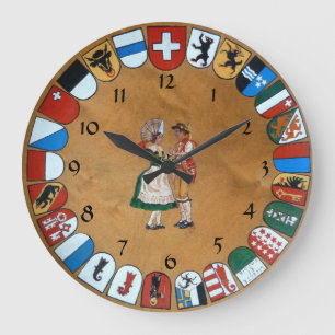 Reloj Redondo Grande Cantones suizos y trajes