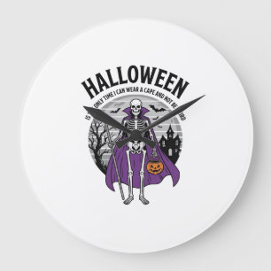 Reloj Redondo Grande Capa divertida de Halloween de esqueleto cita dise