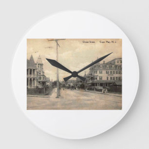 Reloj Redondo Grande Cape May NJ, Ocean Street, c1910 Vintage