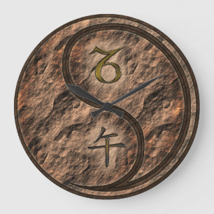 Reloj Redondo Grande Capricornio & Caballo de Tierra