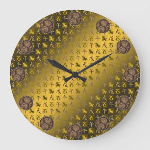 Reloj Redondo Grande Capricornio & Caballo de Tierra
