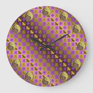 Reloj Redondo Grande Capricornio & Cerdo de Metal