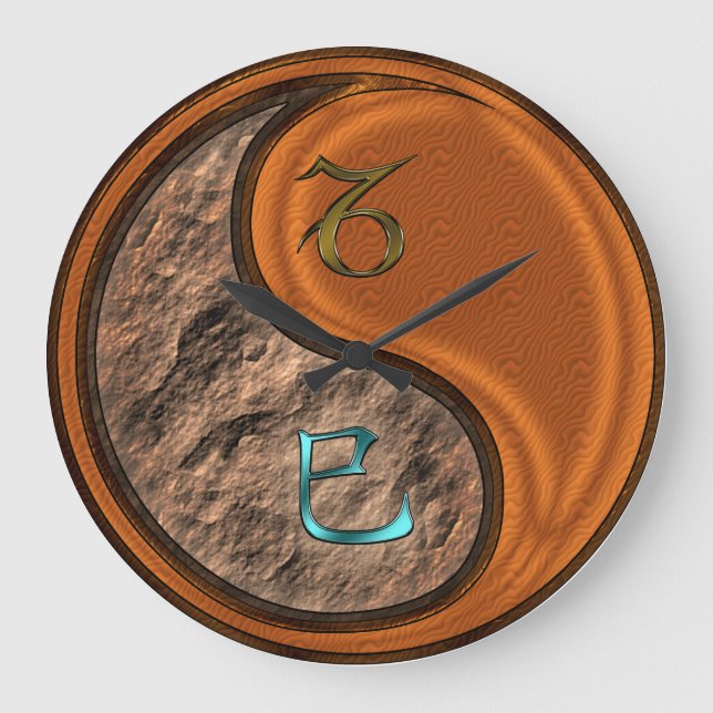Reloj Redondo Grande Capricornio & Serpiente de Madera (Anverso)