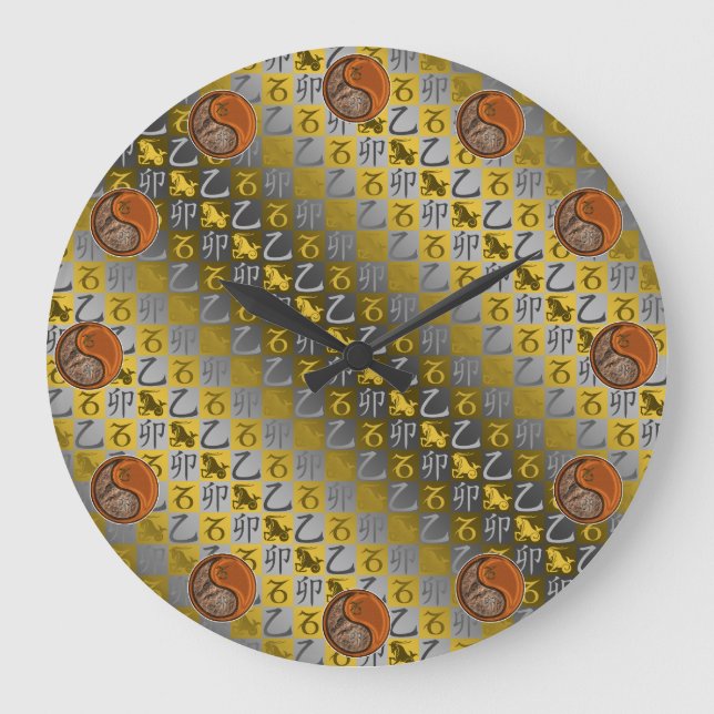 Reloj Redondo Grande Capricornio y Conejo de Madera (Anverso)