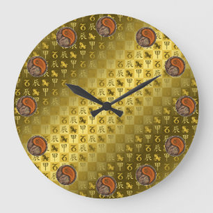 Reloj Redondo Grande Capricornio y Dragón de Madera