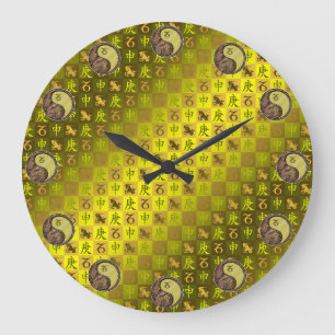 Reloj Redondo Grande Capricornio y Mono de Metal