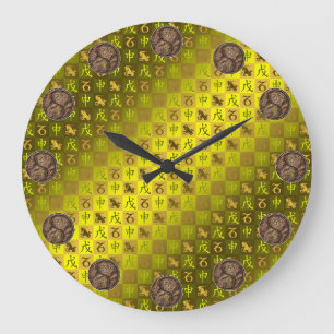 Reloj Redondo Grande Capricornio y Mono de Tierra