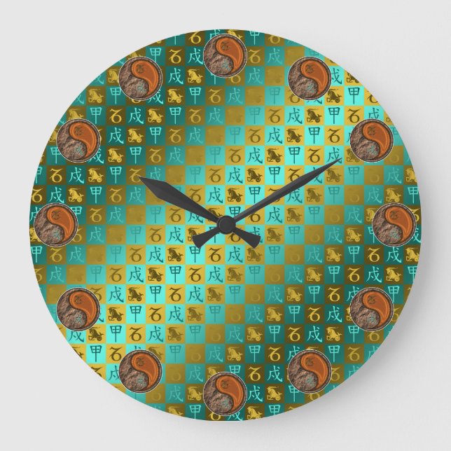 Reloj Redondo Grande Capricornio y Perro de Madera (Anverso)