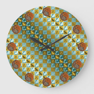 Reloj Redondo Grande Capricornio y Serpiente de Madera