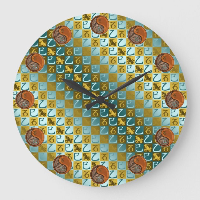 Reloj Redondo Grande Capricornio y Serpiente de Madera (Anverso)