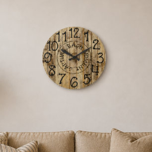 Reloj Redondo Grande Captura de madera personalizada rústica de Brown
