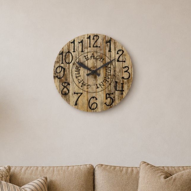 Reloj Redondo Grande Captura de madera personalizada rústica de Brown (Subido por el creador)