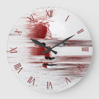 Reloj Redondo Grande Cara abstracta en rojo