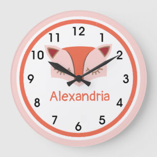 Reloj Redondo Grande Cara acrílica rosada y Naranja de Woodland Fox