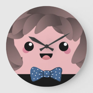 Reloj Redondo Grande Cara alegre kawaii muñeca personalizado japonesa a