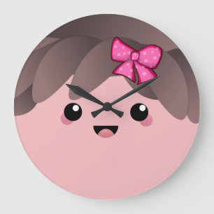 Reloj Redondo Grande Cara alegre kawaii muñeca personalizado japonesa r