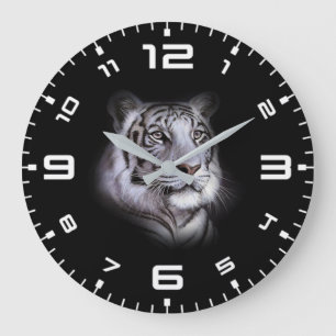 Reloj Redondo Grande Cara blanca del tigre