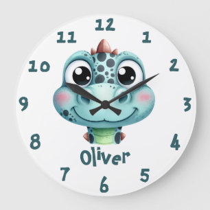 Reloj Redondo Grande Cara de Bebé Dino Adorable