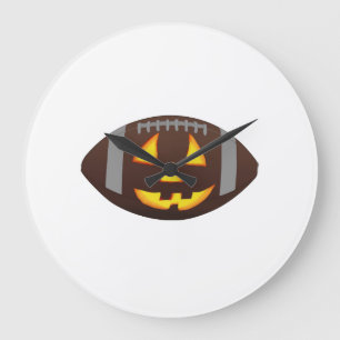 Reloj Redondo Grande Cara de Calabaza de Fútbol
