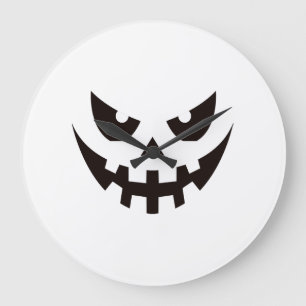 Reloj Redondo Grande Cara de calabaza de Halloween