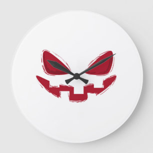 Reloj Redondo Grande Cara de calabaza de Halloween