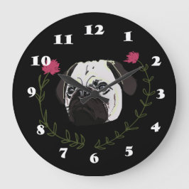 Reloj Redondo Grande Cara de cerdo, arte de perro