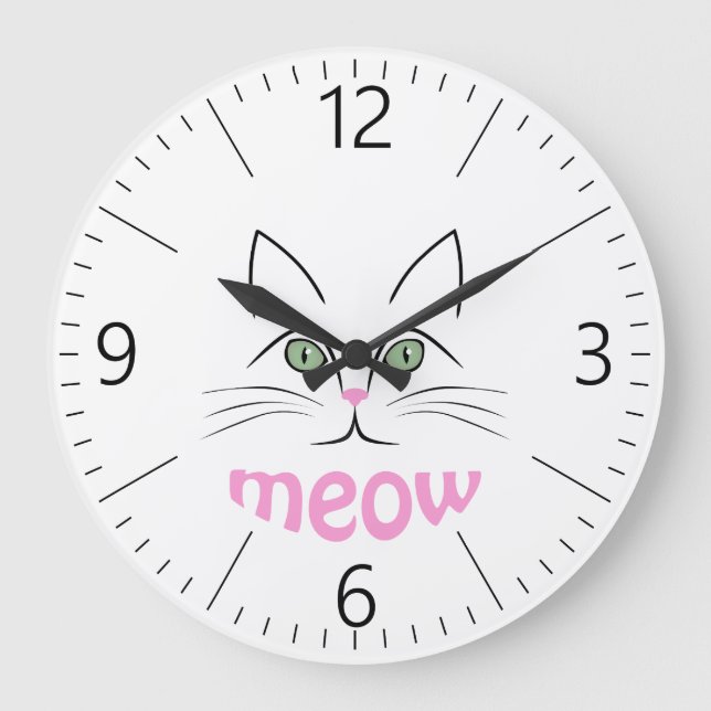 Reloj Redondo Grande Cara de gato (Anverso)