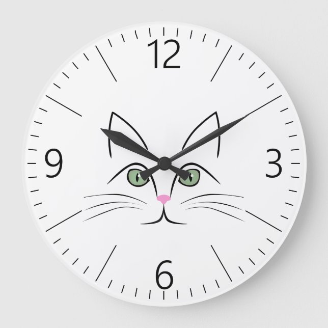 Reloj Redondo Grande Cara de gato (Anverso)