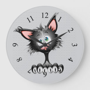 Reloj Redondo Grande Cara de gato de dibujos animados divertida