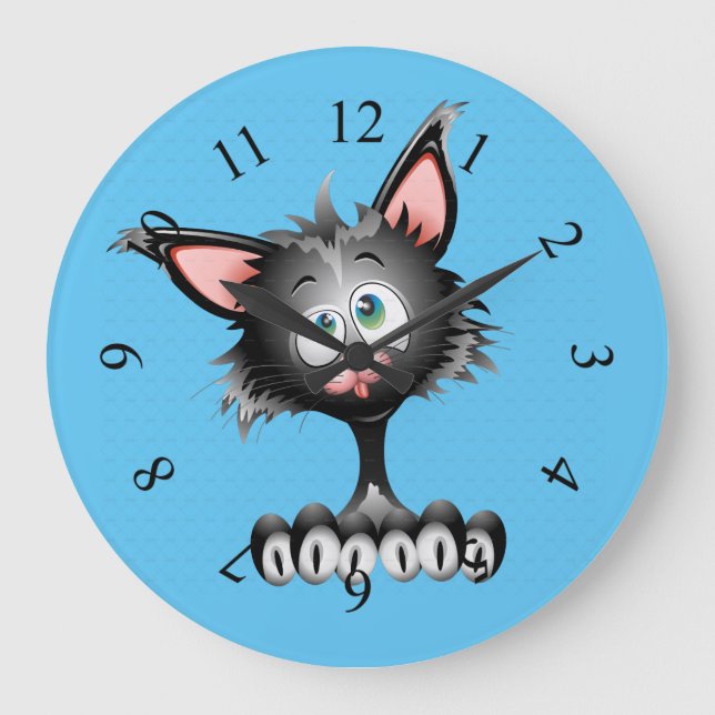 Reloj Redondo Grande Cara de gato Personalizado divertida (Anverso)