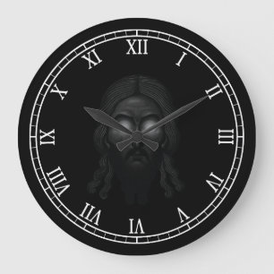 Reloj Redondo Grande Cara de Jesucristo con el icono ortodoxo brillante