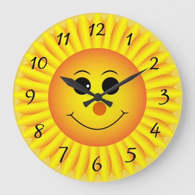 Reloj Redondo Grande Cara de la emoji del girasol (Anverso)